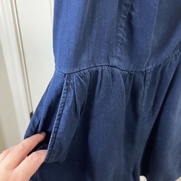 Old Navy Chambray Dark Wash Smocked Short Strappy Romper Womens Size XS NEW - Picture 4 of 10